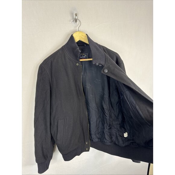 Paul & Shark Yachting Wool Blouson Bomber Jacket Black Men’s Medium - Picture 4 of 6